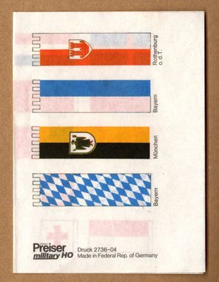 Preiser military H0 1:87 Deko Bogen Papier Druck 2736-04 Fahnen Flaggen NEU Unbenutzt