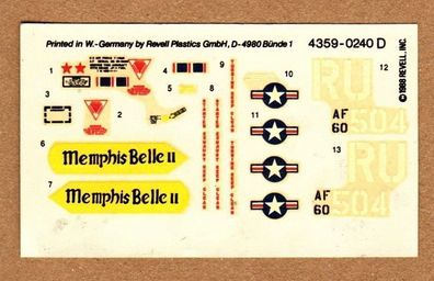 Revell 1:72 4359 0240 D Decals Naßschiebebilder für B-17F Memphis Belle NEU Unbenutzt