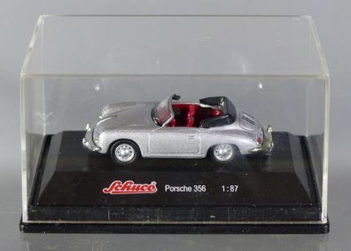 Schuco Modellauto 1:87 Porsche 356 Cabrio Sportwagen silber Oldtimer in Vitrine