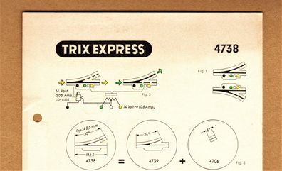 Trix Express H0 Anleitung Anschluss Anweisung für 4738 Weiche Weichen elektrisch 50er
