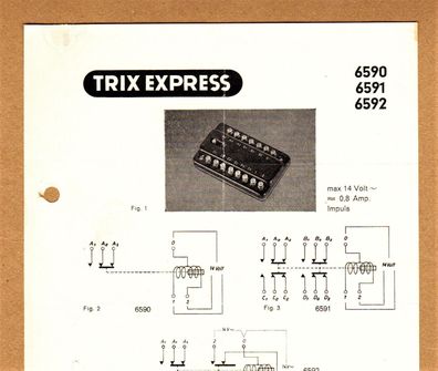 Trix Express H0 Anleitung Schaltplan für 6590 6591 6592 Schaltrelais Besetztanzeiger