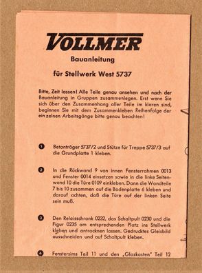 Vollmer H0 Anleitung Bauanleitung für 5737 Stellwerk West