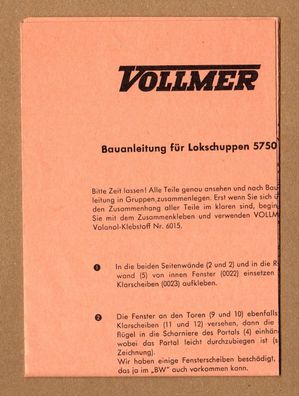 Vollmer H0 Anleitung Bauanleitung für 5750 Lokschuppen