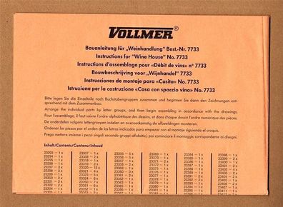 Vollmer Spur N Anleitung Bauanleitung für 7733 Weinhandlung Fachwerkhaus