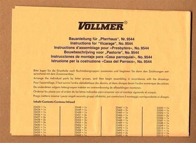 Vollmer Spur Z Anleitung Bauanleitung für 9544 Pfarrhaus Fachwerkhaus