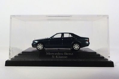 Wiking H0 Werbemodell Mercedes Benz MB S-Klasse dkl.-grünmetallic PC Modell Vitrine