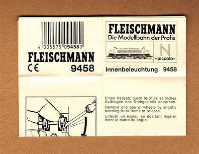Fleischmann piccolo N Anleitung für 9458 Innenbeleuchtung Beiheft Einbau