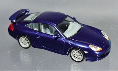 Herpa H0 Sportwagen Porsche 996 Turbo mit Heckspoiler dunkel-blau metallic