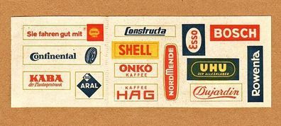 Kibri ? Vollmer ? Bausatz Aufkleber Sticker 50er/60er/70er Jahre Esso Bosch Aral UHU