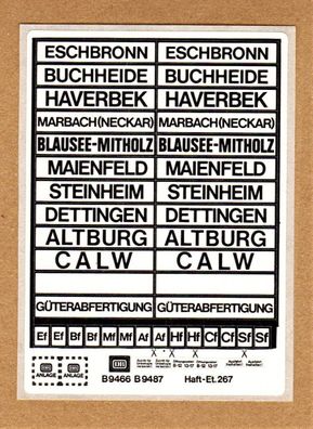 Kibri H0 1:87 Decals Aufkleber Et.267 B-9466 B-9487 Güterschuppen Güterhalle NEU