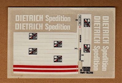 Kibri H0 1:87 Decals Aufkleber Nr. Et.318 B-10262 Dietrich Spedition NEU Unbenutzt