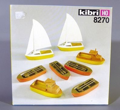 Kibri H0 8270 Boote Schiffe 8 Stück 4 Ruder,2 Motor-,2 Segelboote NEU OVP