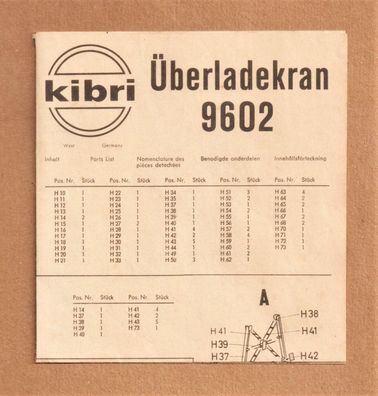 Kibri H0 Anleitung Bauanleitung Instruction 9602 Überladekran Kran 60er/70er Jahre