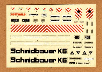 Kibri H0 Decals Aufkleber Nr. Et.334 1 B-10326 Autokran Gottwald Kran Schmidbauer NEU