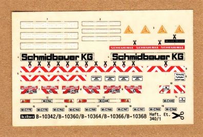 Kibri H0 Decals Folien-Aufkleber Et.340/1 Schmidbauer Scheuerle Kran Meiller NEU