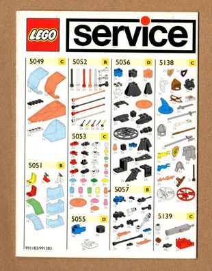 Lego service Faltblatt Einzelteile Ersatzteile Technic Duplo Zubehör 8 Seiten 1994