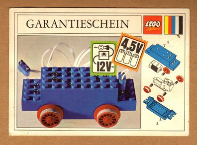 LEGO System 12V 4,5V Eisebahn Lok Garantieschein Garantiekarte Werbeantwort 4-seitig