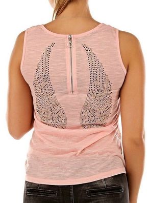 SeXy Miss Damen Tank Top Shirt Rücken Zipp Glamour Steinchen Flügel 34/36/38 rosa