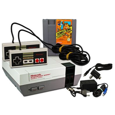 Original NES Konsole + 2 Controller + KABEL + SPIEL DONKEY KONG Classics - Nintend...