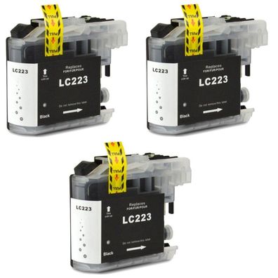 3 x kompatible Patronen LC-223 black für Brother MFC-J1140 1150 1170 1180 4420 4425