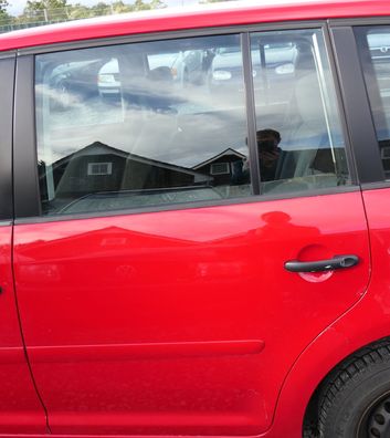 VW Touran 1T Tür hinten links rot LY3D mit Scheibe, sonst OHNE Anbauteile