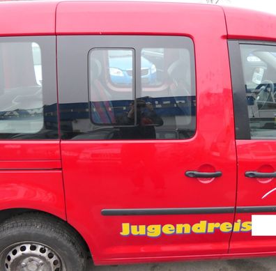 VW Caddy 3 2k Beifahrertür Tür hinten rechts rot LY3D Scheibe Schiebetür