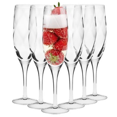 Krosno Gläser für Champagne Prosecco | Set 6 | 170 ml | Handwäsche | Handgemacht