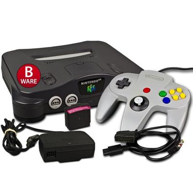 N64 Konsole Schwarz (B - Ware) #400S + Orig Controller + Jumper Pak + alle Kabel