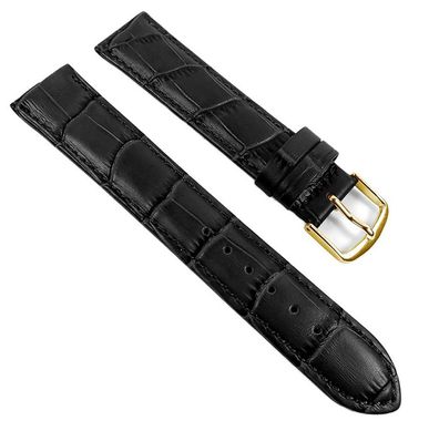 XL Ersatzband Uhrenarmband Kalbsleder Band schwarz