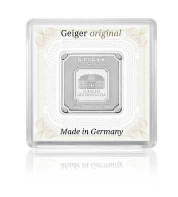 Geiger Edelmetalle Original 10 Gramm 999 Silberbarren in Box zertifiziert
