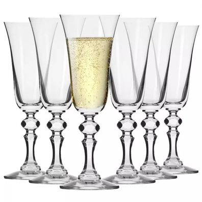 Krosno Krista Gläser für Champagne Prosecco Sekt | Set 6 | 150 ml | Spülmaschine