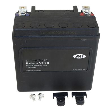 Lithium-Ionen-Batterie JMT VTB-8 V-Twin, 12 V 8 Ah, Pluspol links, DIN 51214