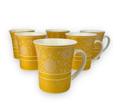 Dickwandige Kaffeetassen 6er Set aus Porzellan für 6 Personen Mäander 300. Ml NEU
