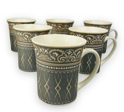 6er Set Dickwandige Kaffeetassen Porzellan für 6 Personen Mäander 300. Ml NEU