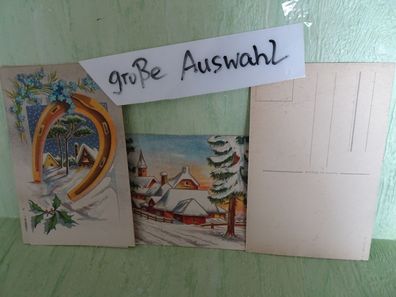 sehr alte Postkarten AK-Paare PJ Belgien Bruxelles Winter Kirche Hufeisen Weihnachten