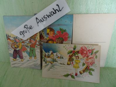 sehr alte Postkarten AK-Paare Belgien PJ "Marke" Kinder Hufeisen Weihnachten ...