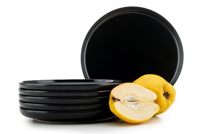 Geschirrset & Tafelservice & Dessertteller 6 Stück schwarz VICTO Konsimo