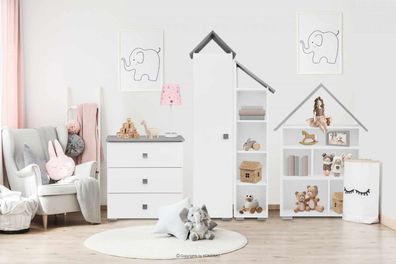 Jugendmöbel-Set, 4-tlg. zu Kinderzimmer in Farbe weiß / grau aus der Kollektion PABIS