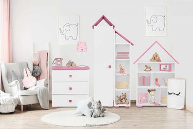 Jugendmöbel-Set, 4-tlg. zu Kinderzimmer in Farbe weiß / rosa aus der Kollektion PABIS