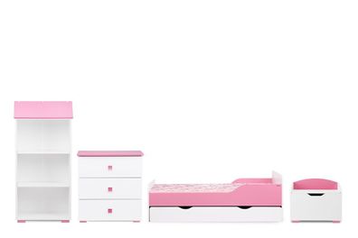 Jugendmöbel-Set, 4-tlg. zu Kinderzimmer in Farbe weiß / rosa aus der Kollektion PABIS
