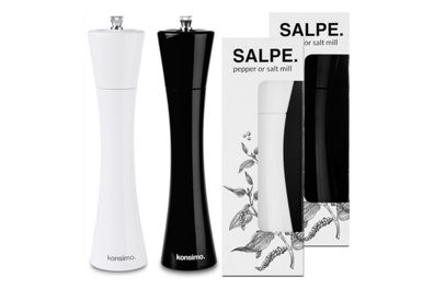 Salzmühlen & Pfeffermühlen & Gewürzmühle (2 Stück) weiß schwarz 18cm SALPE Konsimo