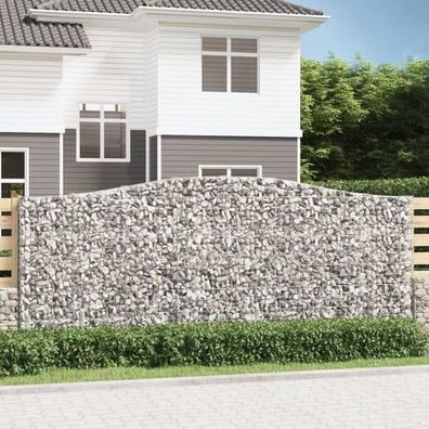 Gabionen mit Hochbogen 5 Stk. 400x30x160/180cm Verzinktes Eisen