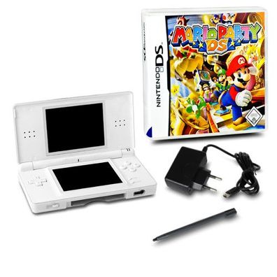 Nintendo DS Lite Handheld Konsole weiss #71A + Ladekabel + Spiel Mario Party DS