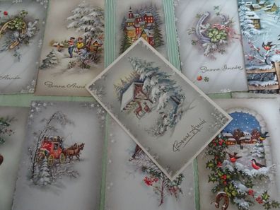 4x sehr alte Postkarten Belgien Colorprint Bonne Annee Weihnachten Hufeisen Kinder..