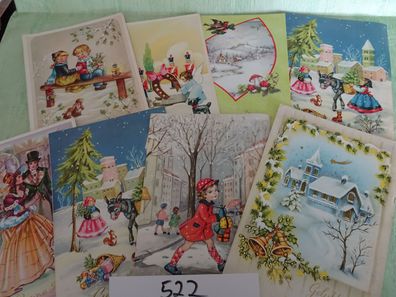 8x sehr alte Postkarten Belgien Weihnachten