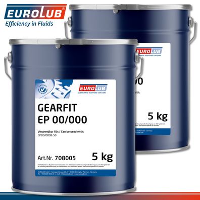 EuroLub 2 x 5 kg Gearfit EP 00/000 Fliesfett Lagerfett Getriebefett Schmierfett