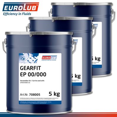 EuroLub 3 x 5 kg Gearfit EP 00/000 Fliesfett Lagerfett Getriebefett Schmierfett