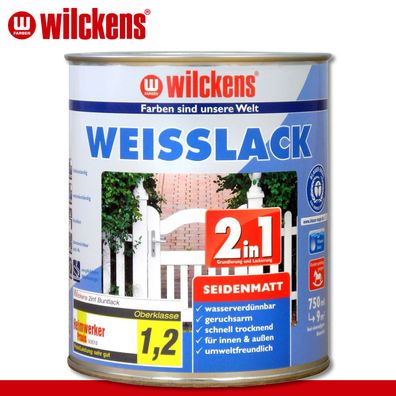 Wilckens 750 ml Weisslack 2in1 seidenmatt für innen und außen Geruchsarm