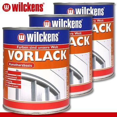 Wilckens 3x 750 ml Vorlack auf Kunstharzbasis für innen & außen schnelltrocknend