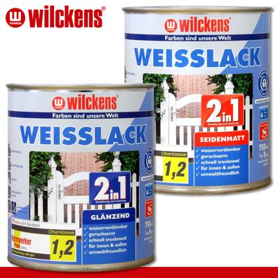 Wilckens 750 ml Weisslack 2in1 seidenmatt oder glänzend zur Auswahl